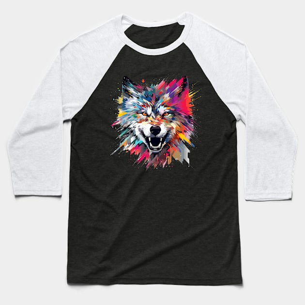 Wolf Animal Freedom World Wildlife Wonder Abstract Baseball T-Shirt by Cubebox